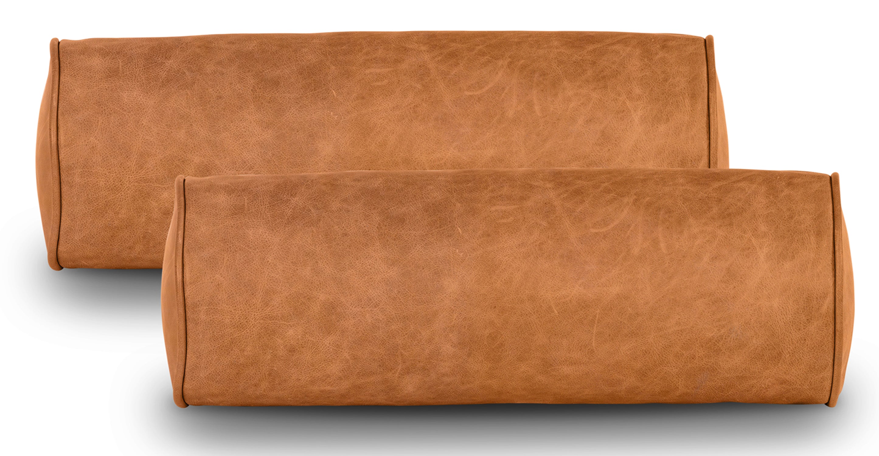Premium Napa Leather Bolster Pillow Set - Luxury Sofa Cushions for Living Room, Bedroom & Office Decor (Set of 2) - Perfect for Home Styling, Reading Nook & Relaxation