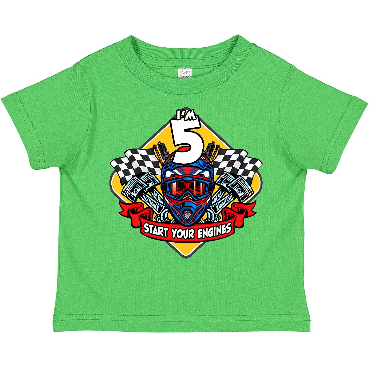 Inktastic Race Car 5th Birthday Toddler T-Shirt - Cute Boys' Racing Themed Tee for Birthday Party, Toddler Gift & Casual Wear
