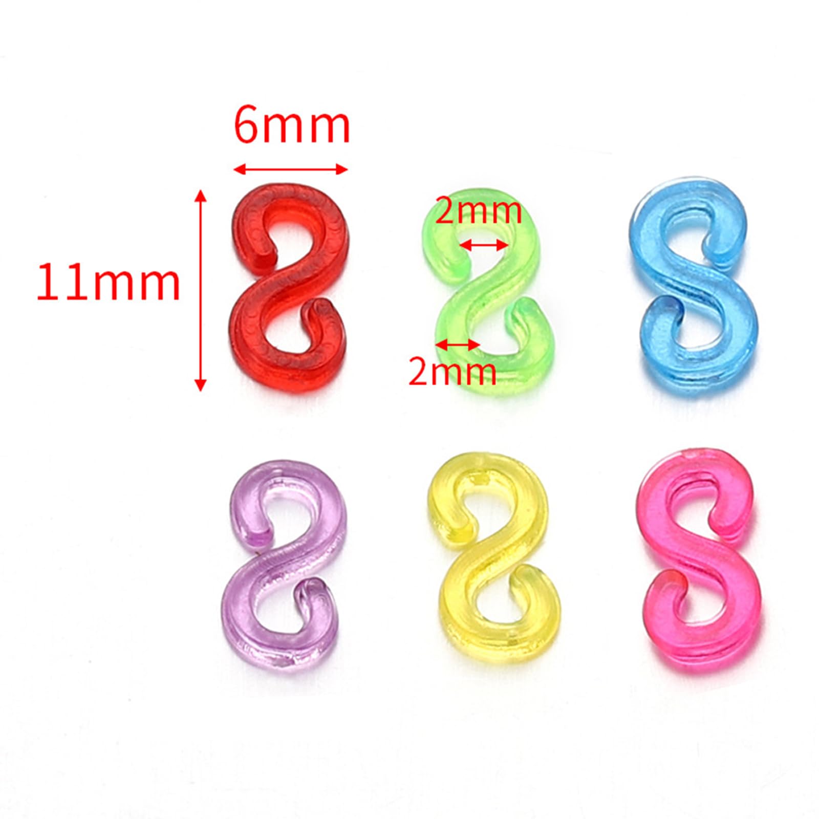 3000 Pcs S Clips Rubber Band Clips - 6 Colors Plastic Connectors for Loom Bracelets DIY, Handicrafts & Jewelry Making | Refill Kit for Rainbow Loom, Friendship Bracelets & Kids Crafts