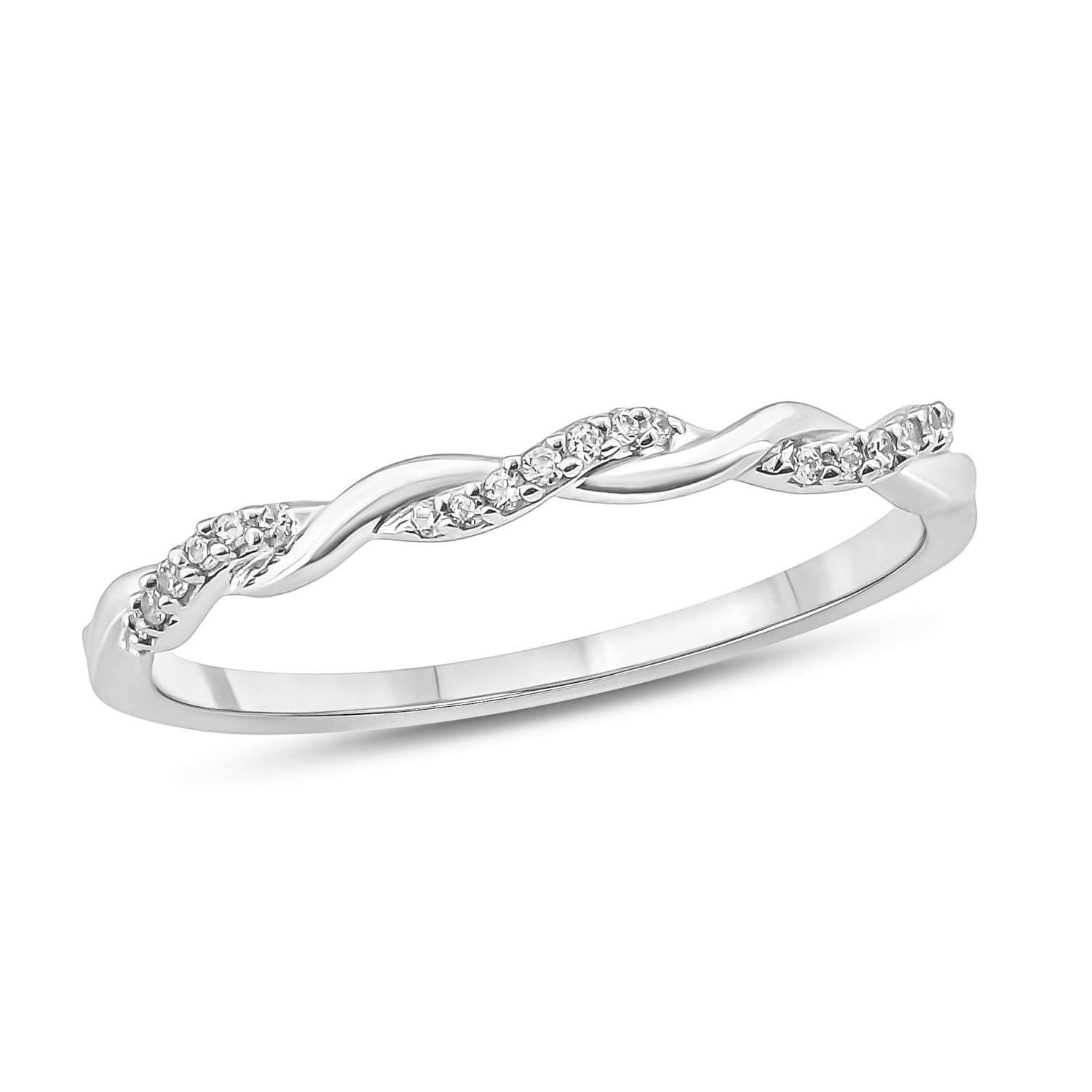 1/20 CT Natural Diamond Stackable Ring for Women - 10K Yellow, Rose & White Gold Twist Wedding Band - Elegant Stacking Ring for Engagement, Anniversary & Gift Giving - Perfect for Everyday Wear & Special Occasions