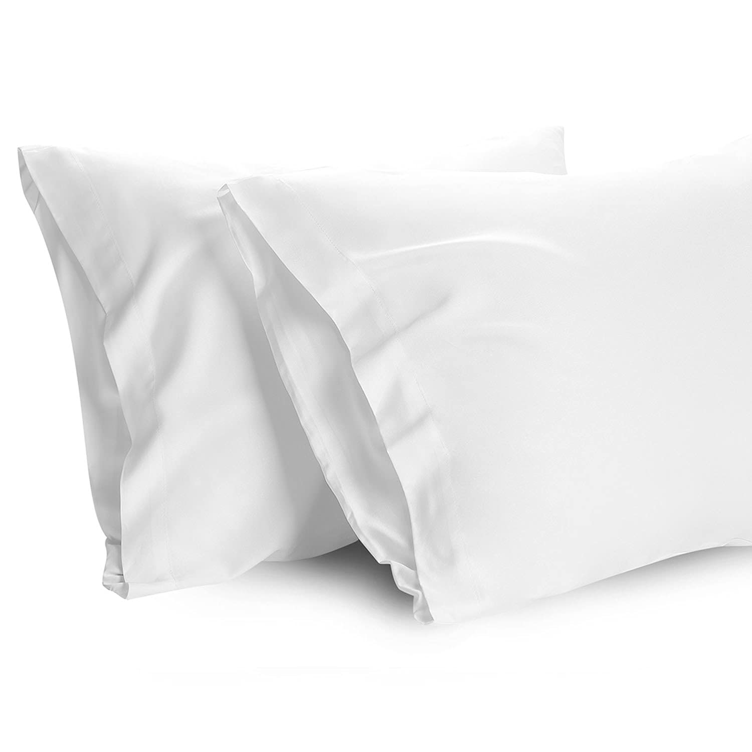 Hansleep Bamboo Pillowcases Set of 2 - Cooling Silky Soft Organic Pillow Covers with Envelope Closure - King Size 20x40 Inches (White) for Side Sleepers & Hot Sleepers - Perfect for Bedroom, Guest Room & Travel