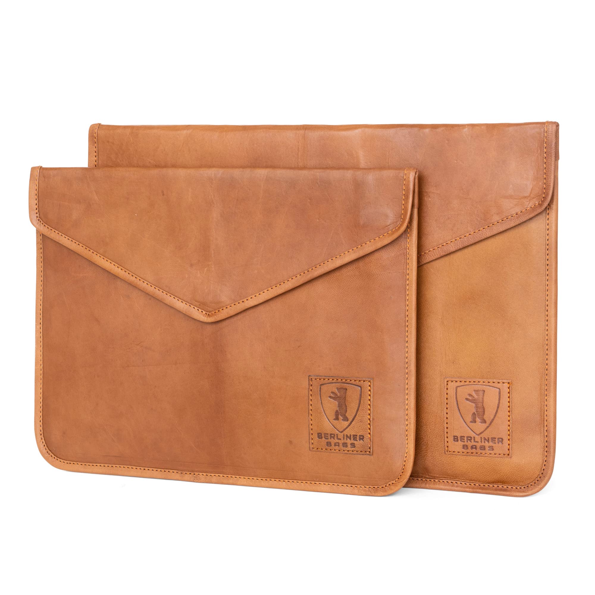 BERLINER BAGS Vintage Leather Laptop Sleeve for 13-14 Inch MacBook & Notebook - Brown Genuine Leather Protective Case | Perfect for Office, Travel & College