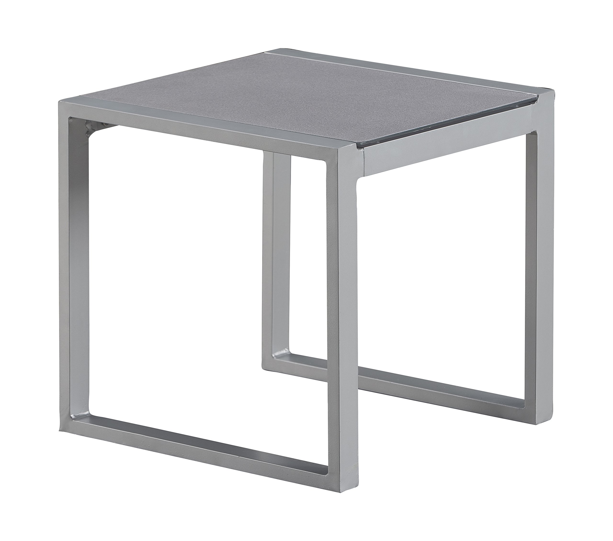 Elle Decor Tropez Mesh Outdoor Patio Furniture Set with Side Table - Gray for Garden & Poolside Relaxation