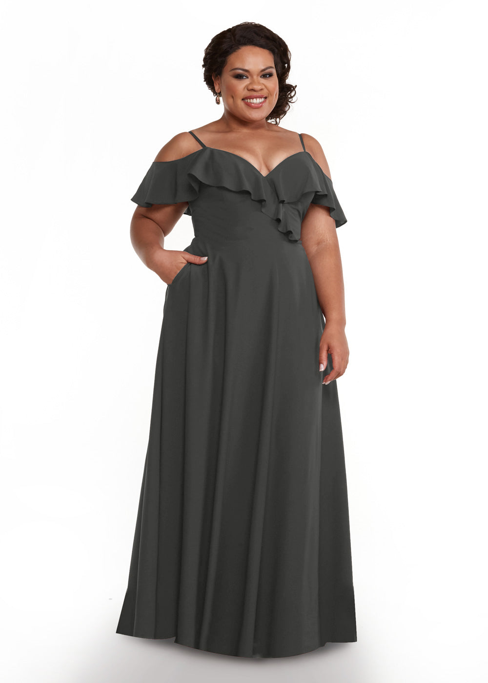 Elegant Off Shoulder Ruffled Chiffon Bridesmaid Dress - Perfect for Weddings, Prom, and Formal Events