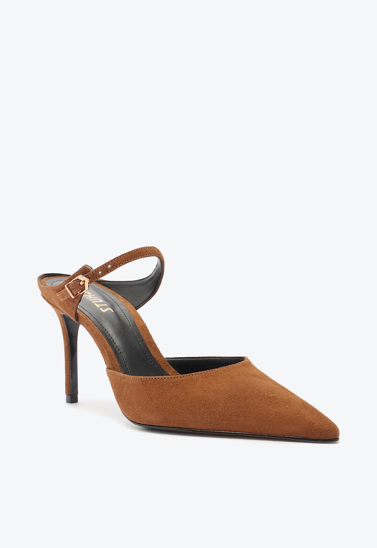 Laura Women's Mid Heel Stiletto Pumps - Caramel Brown Leather Dress Shoes for Work, Party & Evening Wear