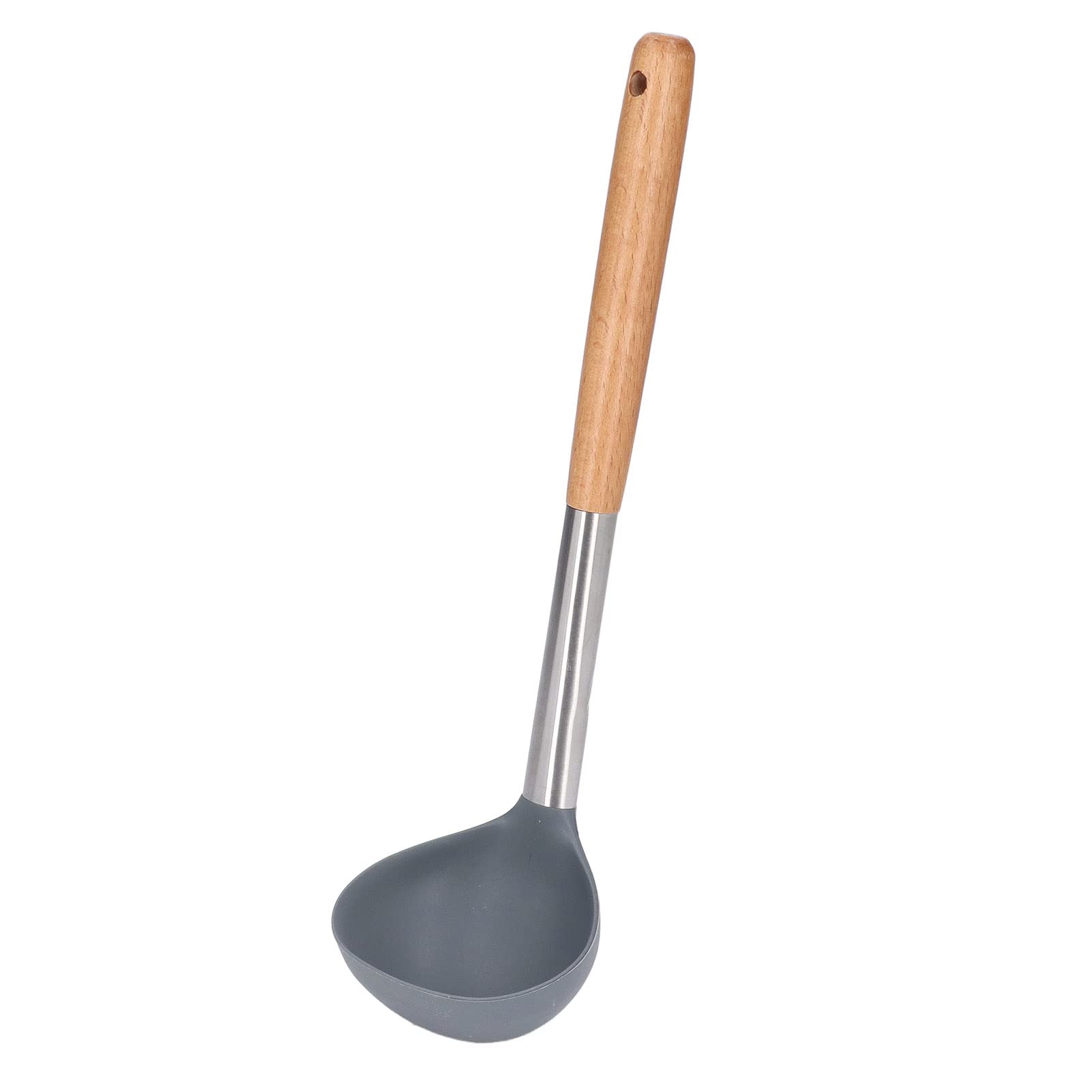 Premium Silicone Ladle with Wooden Handle - Food Grade, Non-Stick & Durable Kitchen Utensil for Cooking, Soup, Stew - Perfect for Home, Restaurant & Hotel Use