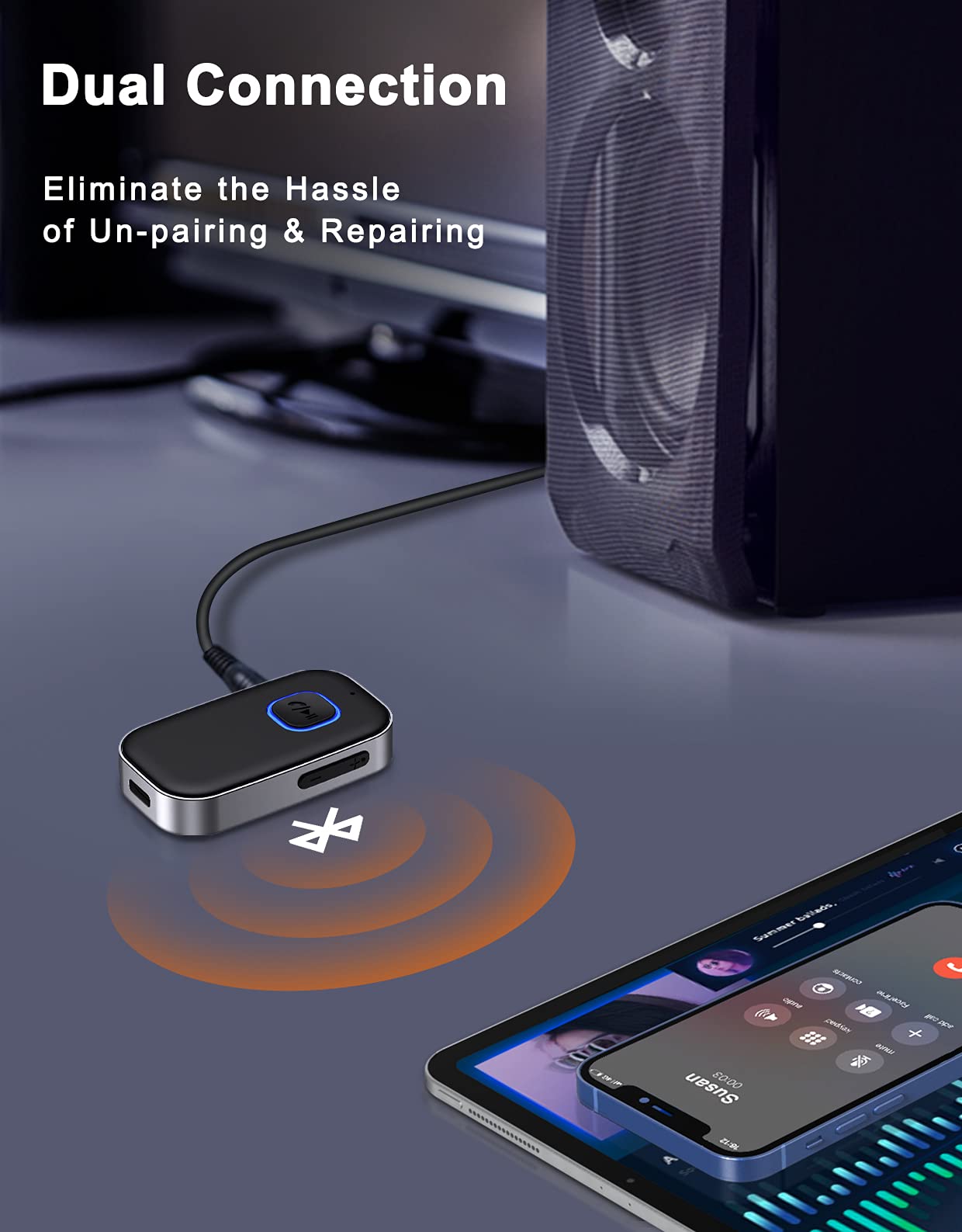 Bluetooth 5.0 Car Receiver with Noise Cancellation - Wireless AUX Adapter for Hands-Free Calling & Music Streaming - Perfect for Commuting, Road Trips & Older Car Audio Systems