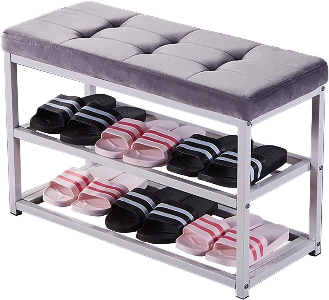 Multi-Purpose Storage Ottoman Bench with Shoe Rack - Entryway, Dormitory & Living Room Seating (70x30x45cm) - Perfect for Small Spaces, Shoe Storage & Extra Seating (Color D)