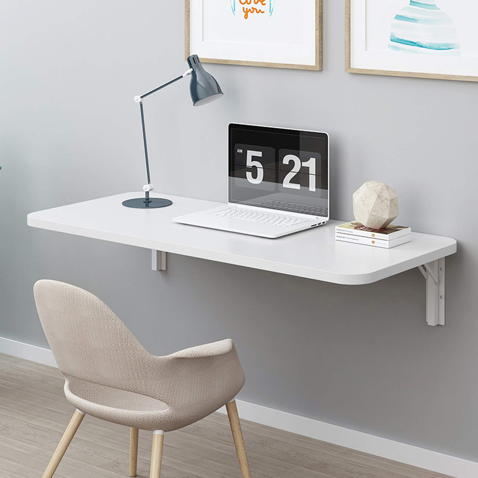 Aeumruch Wall-Mounted Folding Table - 24x20 Inch Space-Saving Kitchen Desk, Dining Table, Home Office Workstation & Computer Desk for Small Apartments, Dorms & RV Living