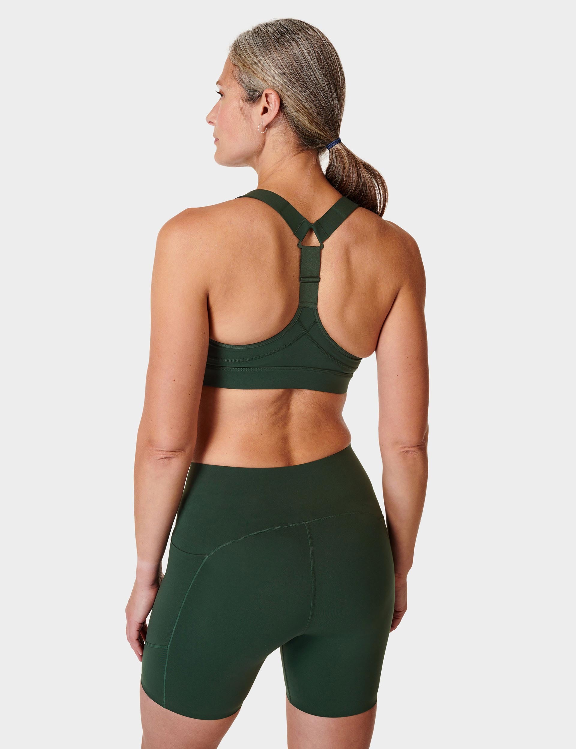 Power Medium Support Sports Bra for Women - Trek Green - High Impact Workout, Running, Yoga & Gym Fitness
