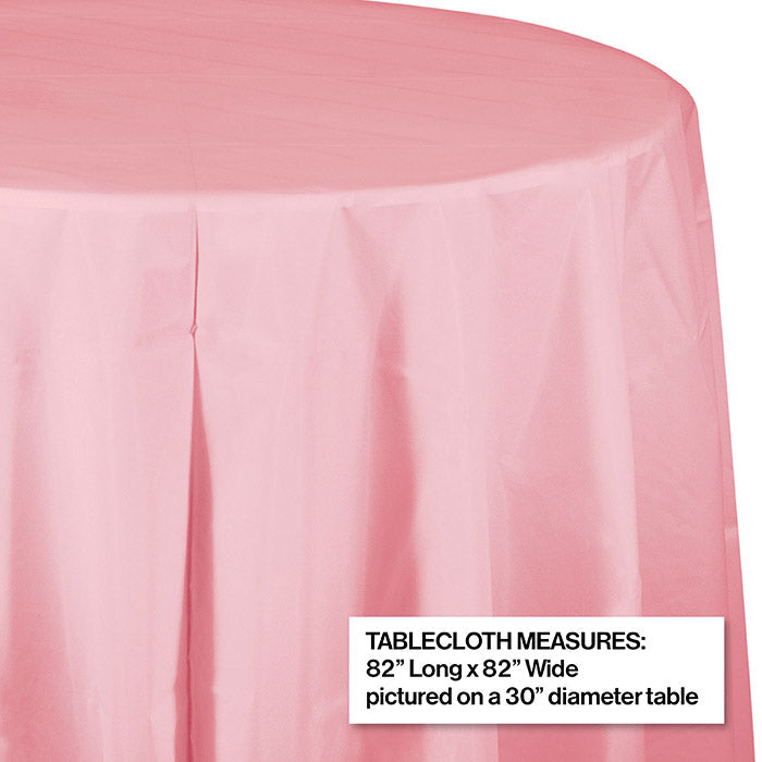 12-Pack Classic Pink Round Plastic 82-Inch Table Covers - Bulk Disposable Tablecloths for Parties, Weddings & Events
