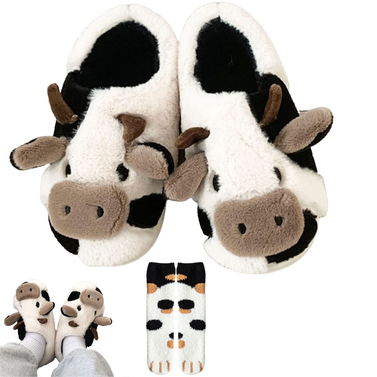 **Cute Cow Slippers for Women & Girls - Soft Winter Cotton House Shoes, Warm & Cozy Animal Slippers for Indoor/Outdoor Wear - Perfect for Home, Lounge & Gifts**