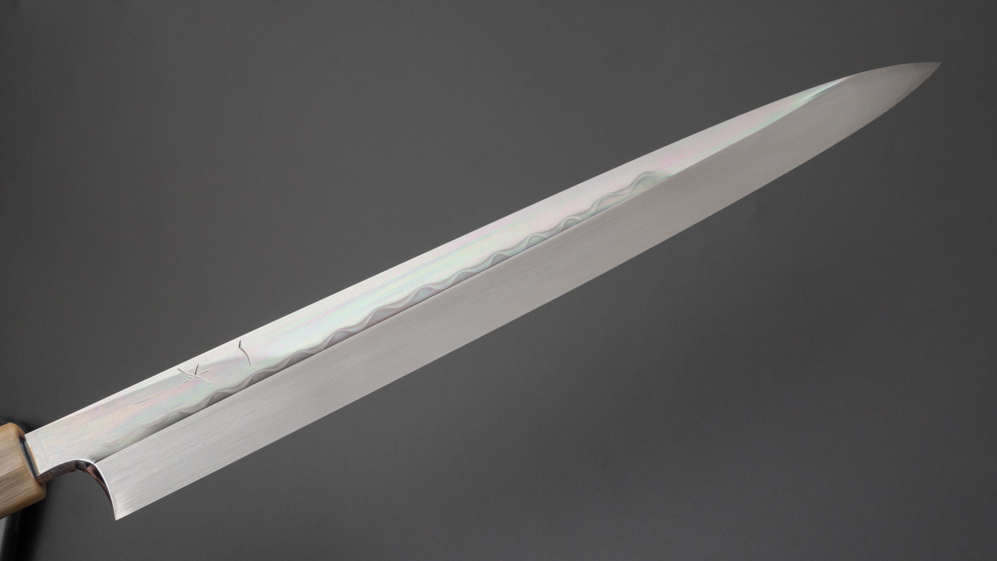 Hitohira Togashi White #2 Mizu Honyaki Yanagiba 330mm Japanese Sushi Knife with Ziricote Wood Handle & Saya - Perfect for Sushi Chefs & Professional Japanese Cuisine