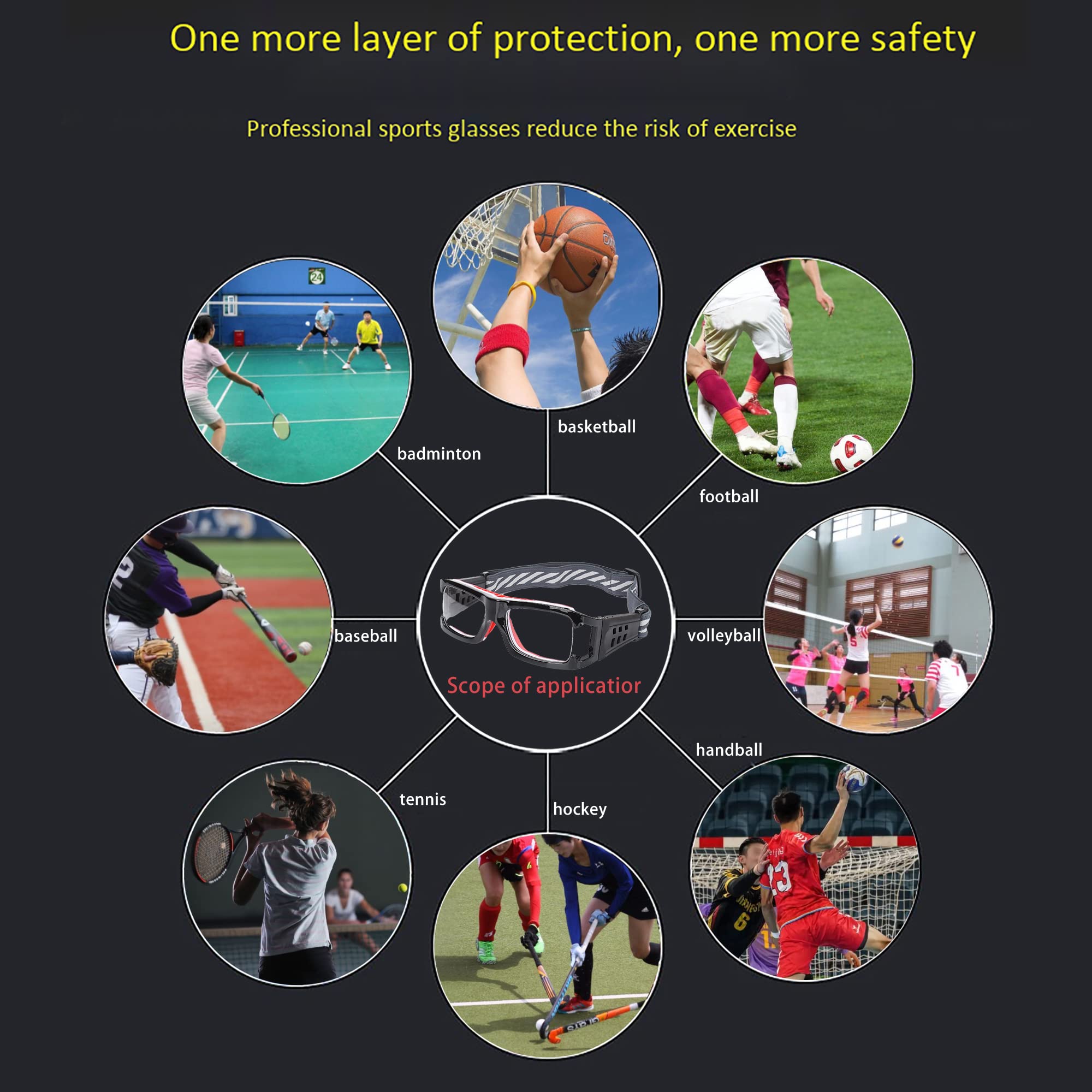 Sports Protective Eyewear Goggles for Basketball, Soccer & Outdoor Activities - Safety Glasses with Replaceable Prescription Lenses - Perfect for Athletes & Active Lifestyles