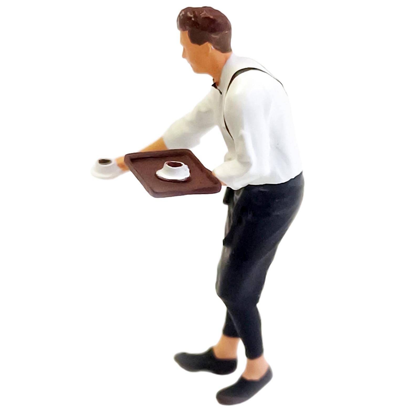 1/64 Scale Coffee Waiter Doll - Miniature Cafe Scene Accessory for Diorama & Collectibles