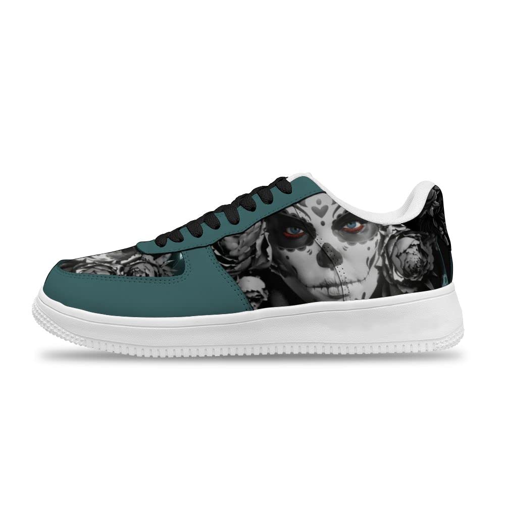 Customized Day of The Dead Skull Girl Air Force Sneakers - Men's & Women's Fashion Sports Shoes for Halloween, Cosplay & Streetwear