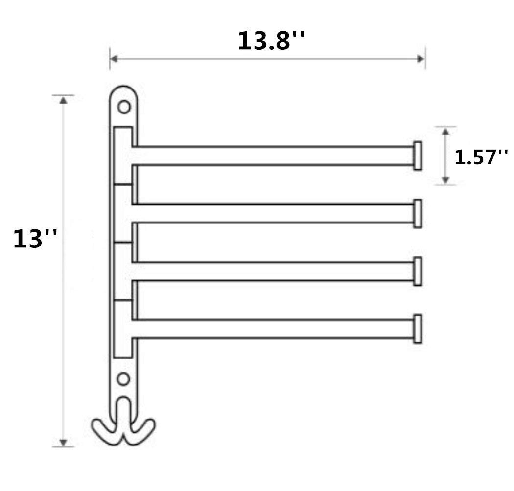 Oil Rubbed Bronze Swing Out Towel Rack - 3-Arm Wall Mounted Bathroom Towel Holder with Hooks | Space Saving Design for Small Bathrooms & Powder Rooms | Rust-Resistant Finish for Long-Lasting Use