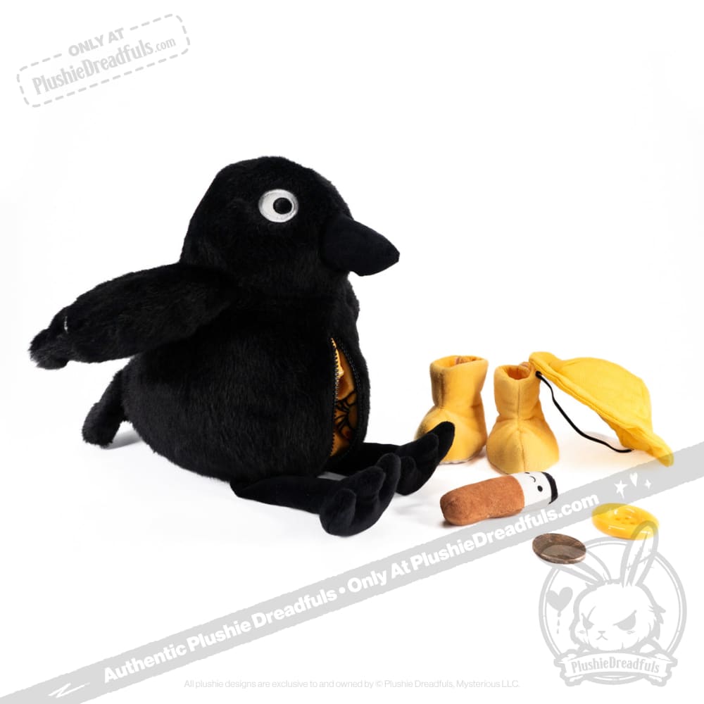 Plushie Dreadfuls Crowful Crow Stuffed Animal Toy - Cute & Soft Plush Crow for Halloween Decor, Gothic Gifts & Kawaii Collectibles