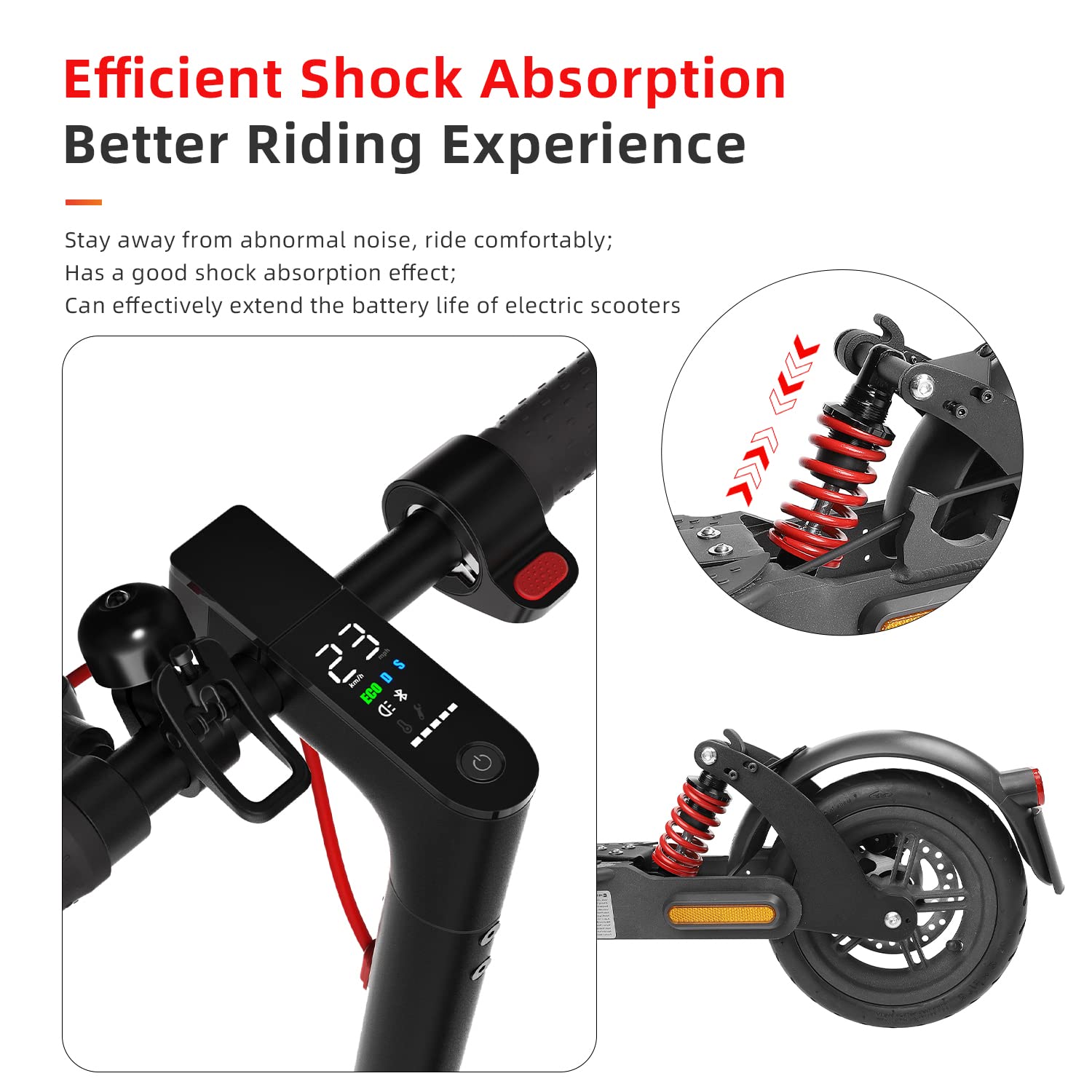 Ulip Electric Scooter Rear Suspension Kit with Shock Absorber & Fender Taillight - Compatible with Xiaomi M365 Pro/Pro2/1S/MI3/Essential/Lite Scooters - Perfect for Commuting & Urban Riding