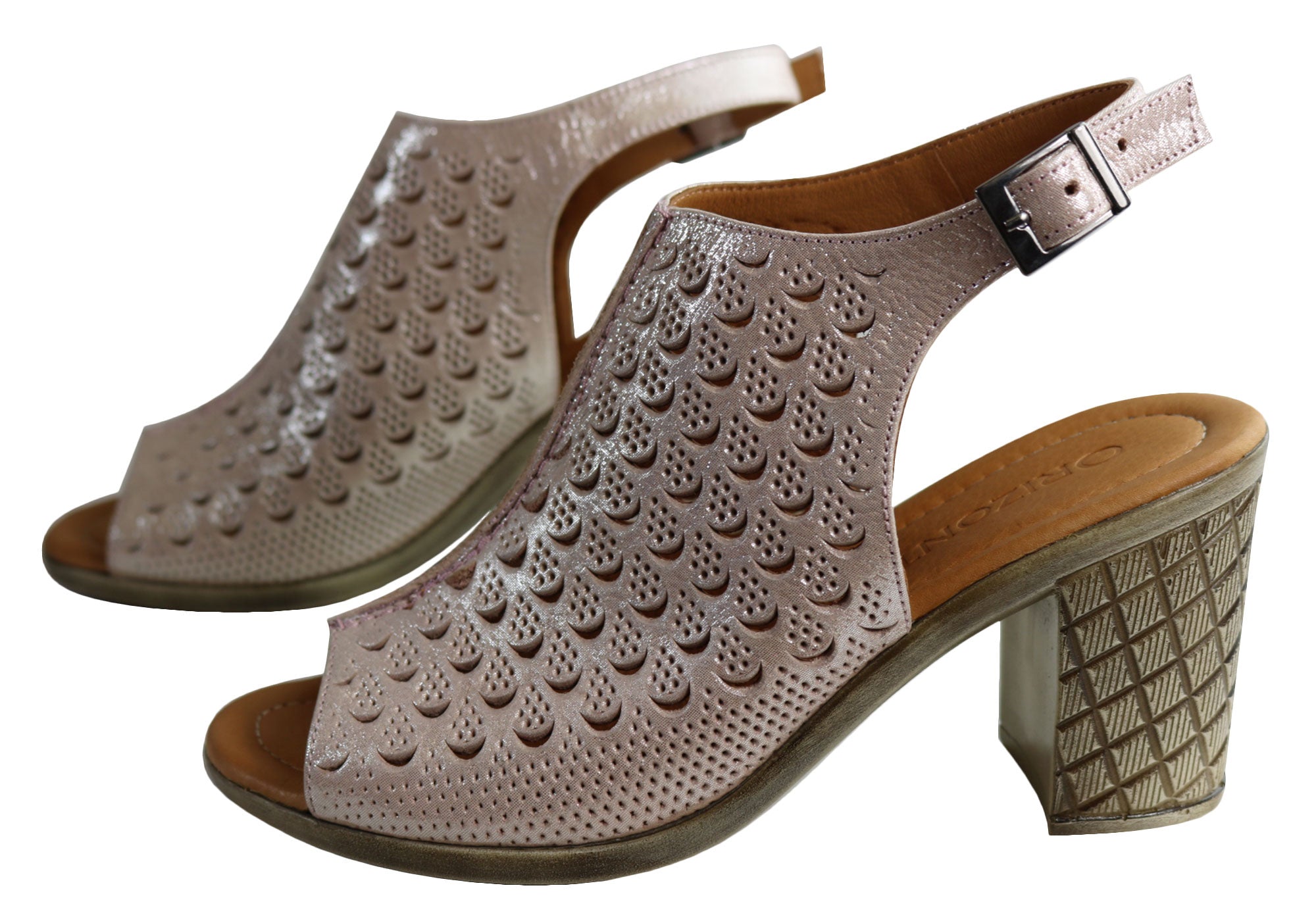 Orizonte Hana Women's Comfortable Mid Heel Sandals - Genuine European Leather - Perfect for Office, Wedding & Summer Outfits