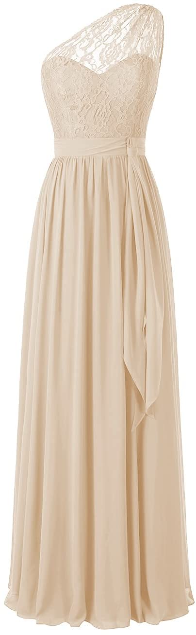JAEDEN Elegant One Shoulder Bridesmaid Dresses - Long Chiffon Lace Prom & Evening Gowns for Weddings, Parties & Formal Events
