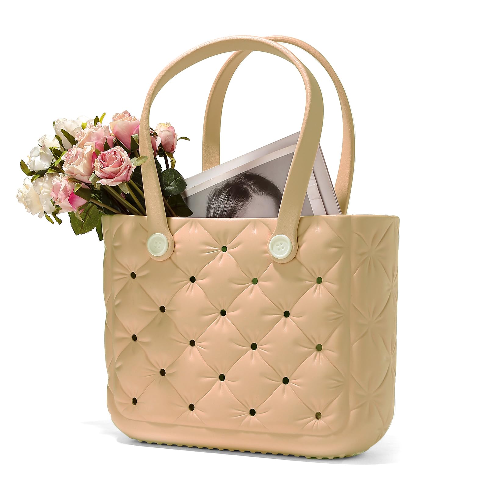 Waterproof Beach Tote Bag for Women - Lightweight Washable Rubber Travel Bag for Beach, Pool, Boat, Grocery Shopping & Sports | Perfect for Summer Vacations, Swimming & Outdoor Activities