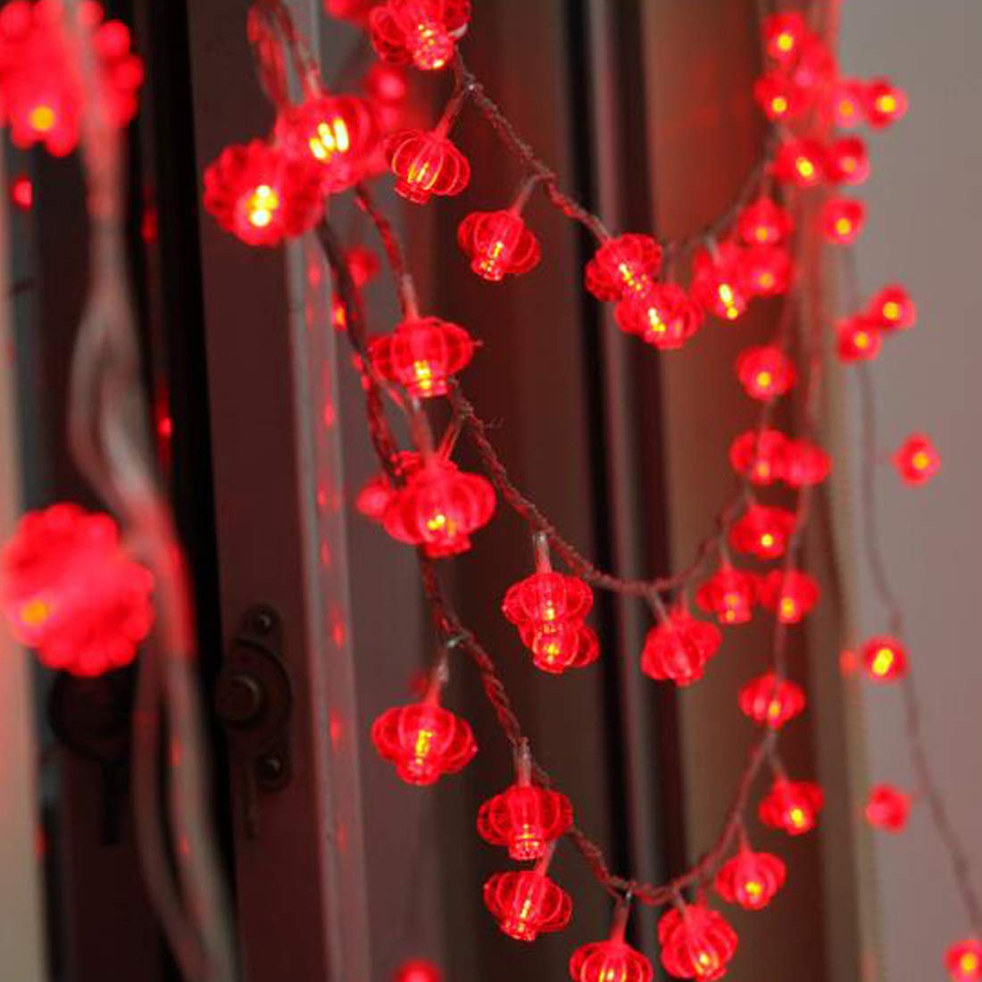 40 LED Red Lantern String Lights - 13ft/4M Battery Operated Fairy Lights for Wedding, Party, Christmas & Chinese New Year Decorations | Indoor & Outdoor Festive Lighting for Garden, Patio and Holiday Events