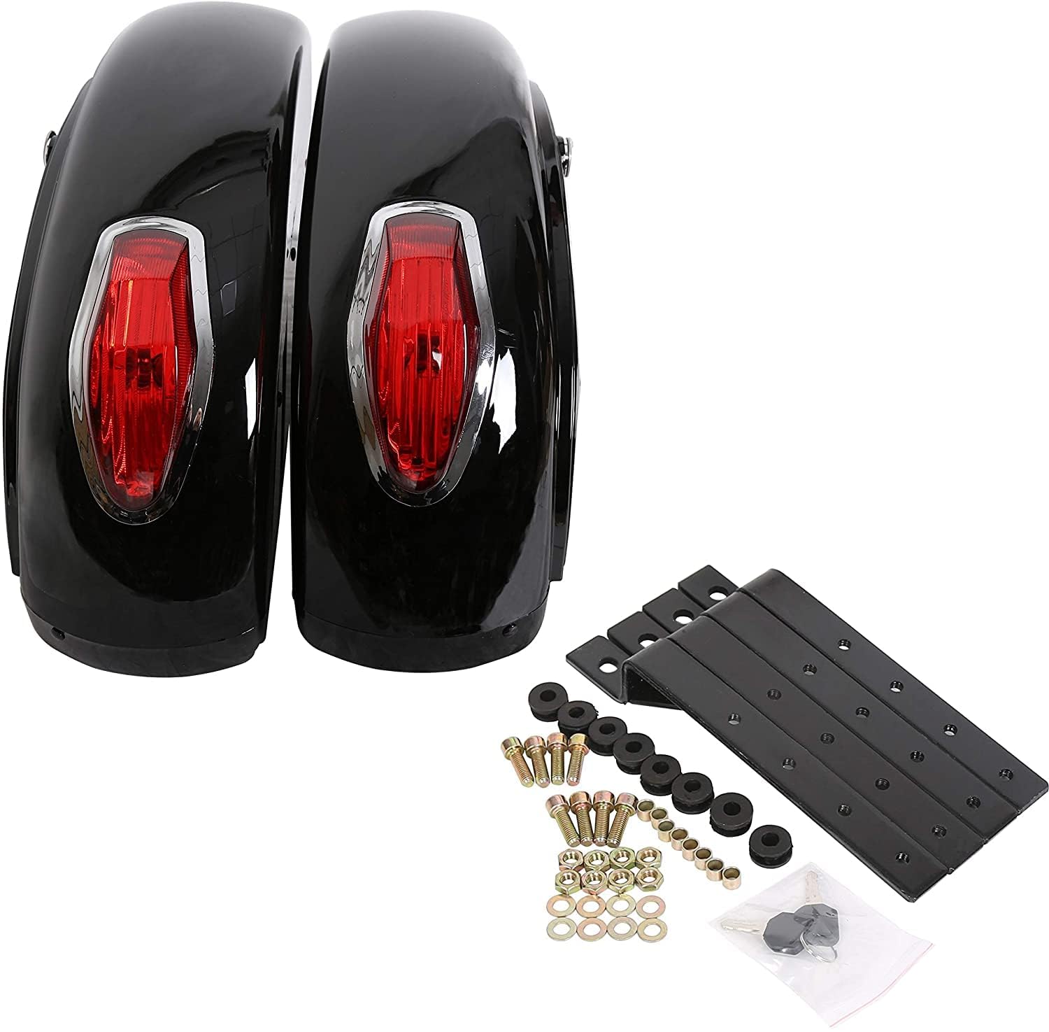 KUAFU Universal Motorcycle Hard Saddlebag Trunk with LED Lights & Security Locks - Fits Honda, Yamaha, Harley, Suzuki, Kawasaki - Waterproof Storage for Touring, Commuting & Adventure Riding