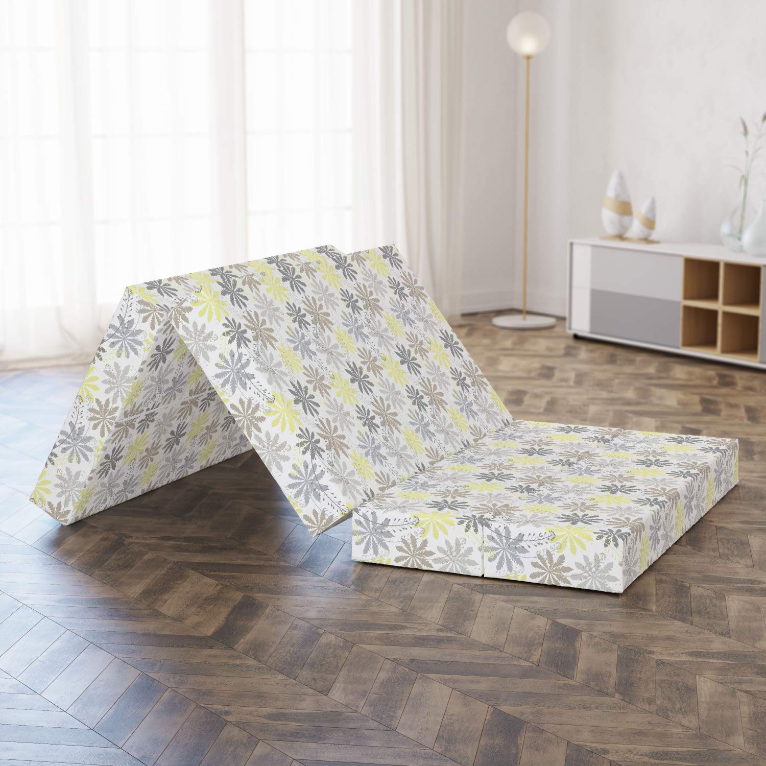 Ambesonne Floral Foldable Mattress - Shepherd's Purse Pattern - 78.7