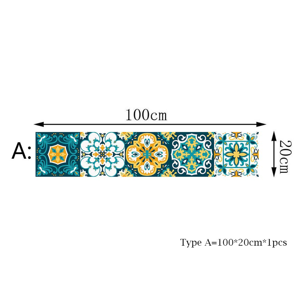 EELa Retro Baroque Tile Stickers - DIY 3D Wall & Floor Decals - Waterproof Non-Slip Vinyl Stickers (100cm x 20cm) for Kitchen Backsplash, Bathroom Decor & Home Renovation