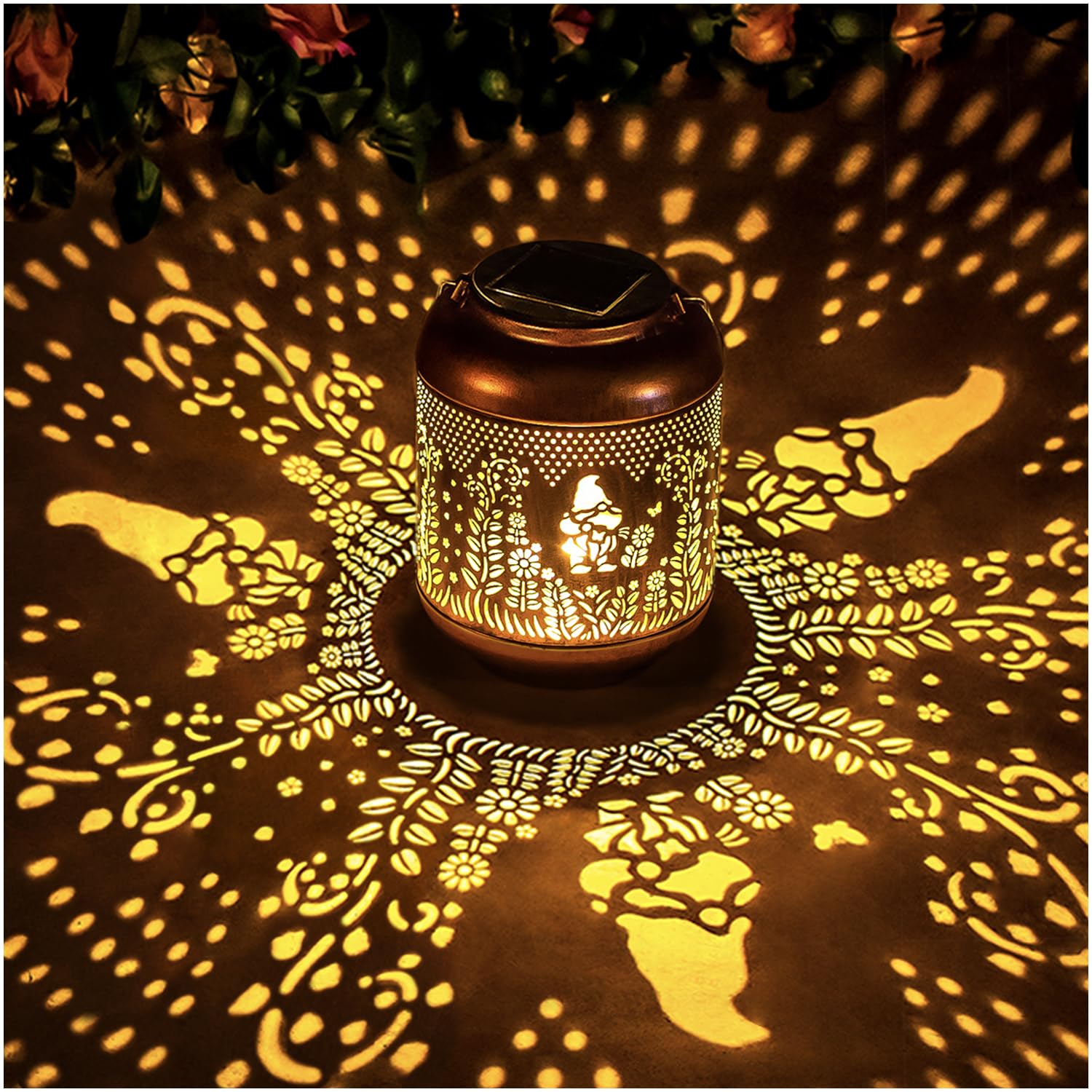 Solar-Powered Gnome Lanterns - Waterproof Outdoor Hanging LED Lights for Garden, Patio & Yard Decor - Perfect Gift for Women, Men & Mom - Durable Metal Landscape Lighting for Evening Ambiance