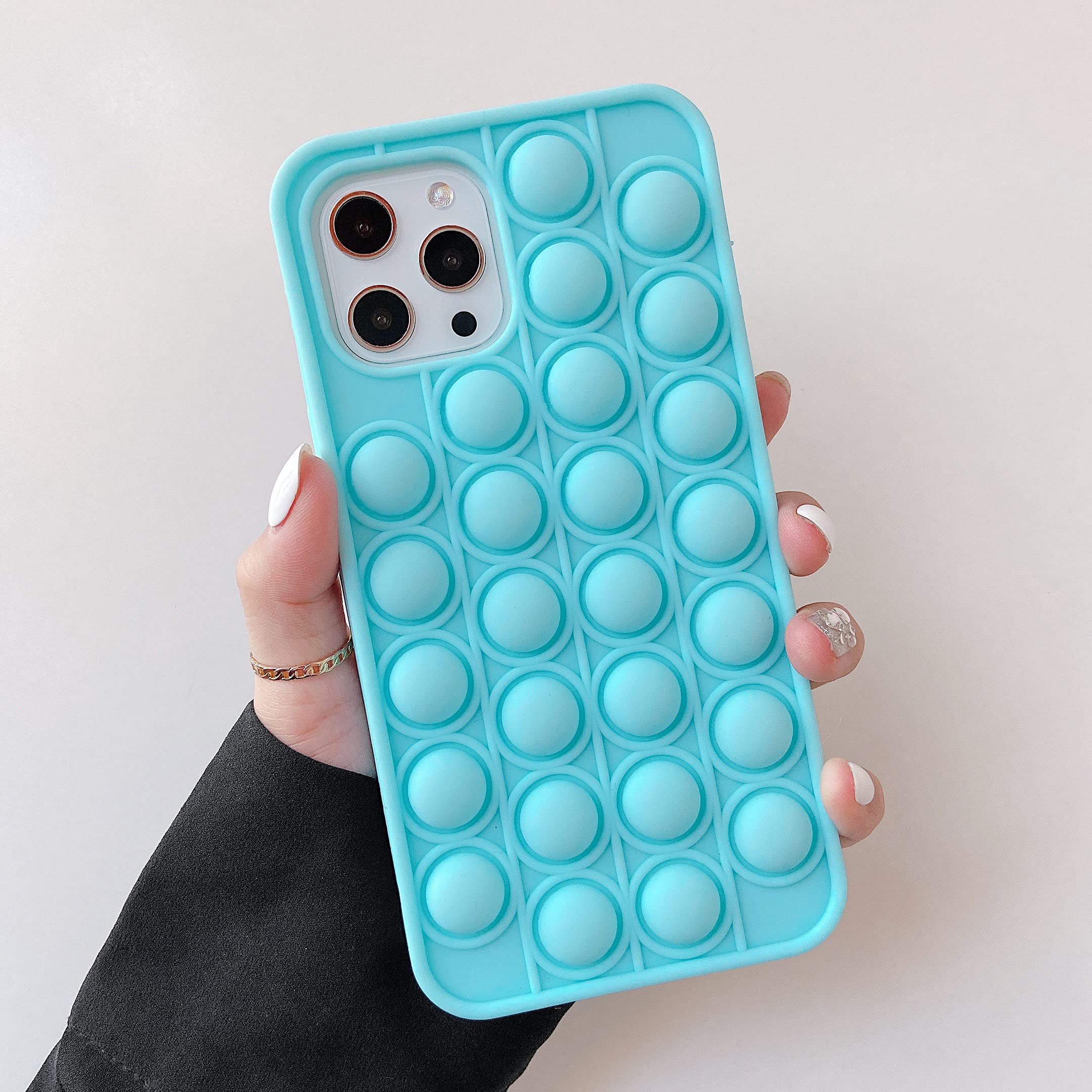 Cocomii - iPhone 12 Pro Max Fidget Case with Sensory Push Pop Bubbles - Stress Relief Phone Cover for Women, Men & Teens - Protective 6.7 inch Blue Case - Perfect for Anxiety Relief, Office Focus & Classroom Fidgeting