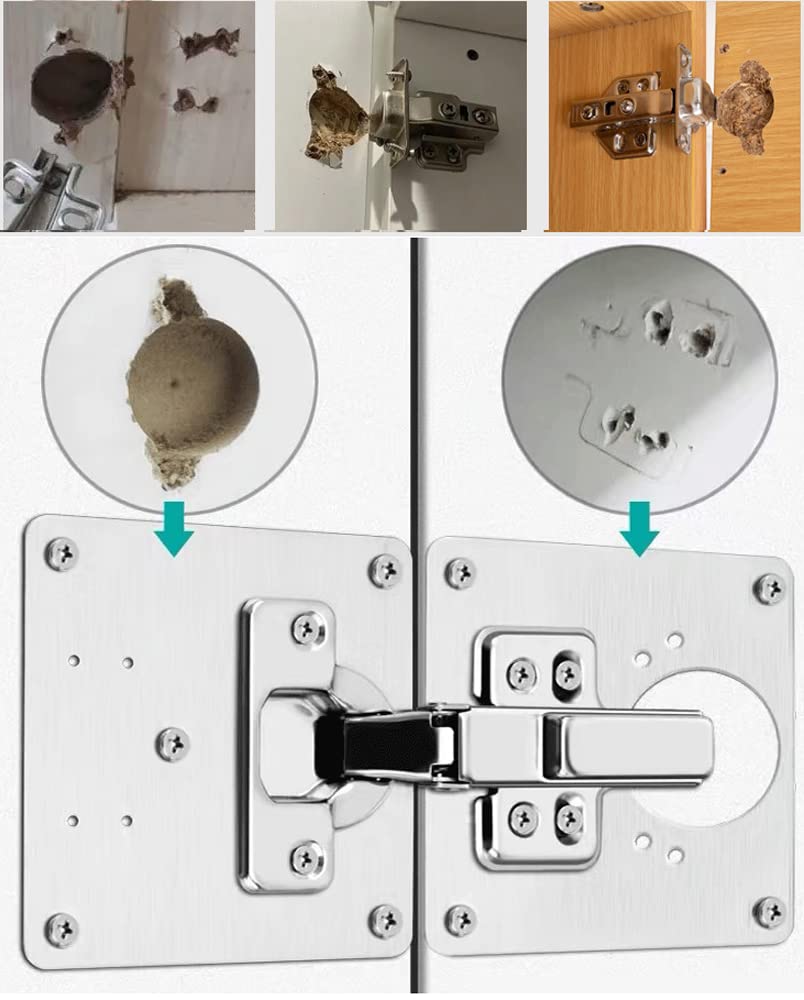 12PCS Stainless Steel Cabinet Hinges Repair Plate Kit - Heavy Duty Hinge Brackets for Kitchen Cupboard Door with Fixing Screws | Perfect for Cabinet Door Repair, DIY Home Improvement & Furniture Refurbishing