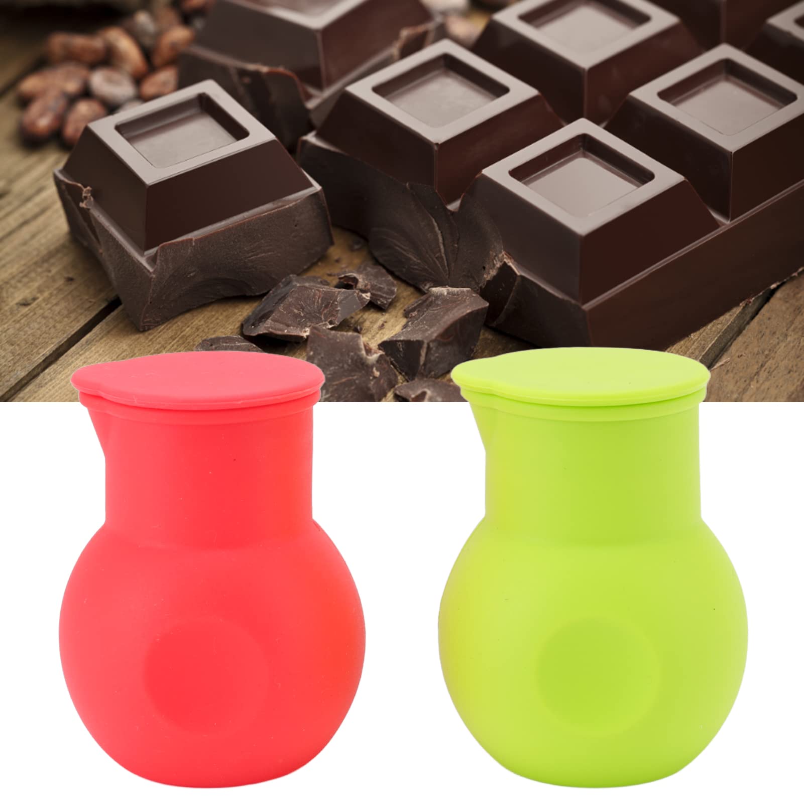 2-Piece Silicone Chocolate Melting Pot Set - Non-Stick Candy, Butter, Cheese, Sauce & Caramel Melter with Molds - Perfect for Baking, Candy Making & DIY Desserts at Home