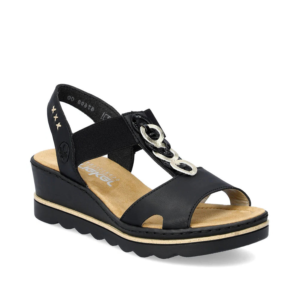 Rieker 67498 Black Women's Comfortable Slip-On Shoes for Work, Walking & Casual Wear