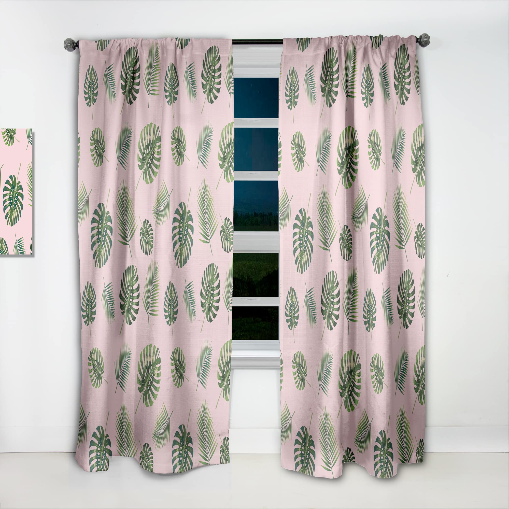 DesignQ Thermal Insulated Blackout Curtains - Tropical Palm Leaves Pattern, 52x108 Inches, Single Panel for Bedroom & Living Room - Perfect for Privacy, Sun Protection & Home Decor