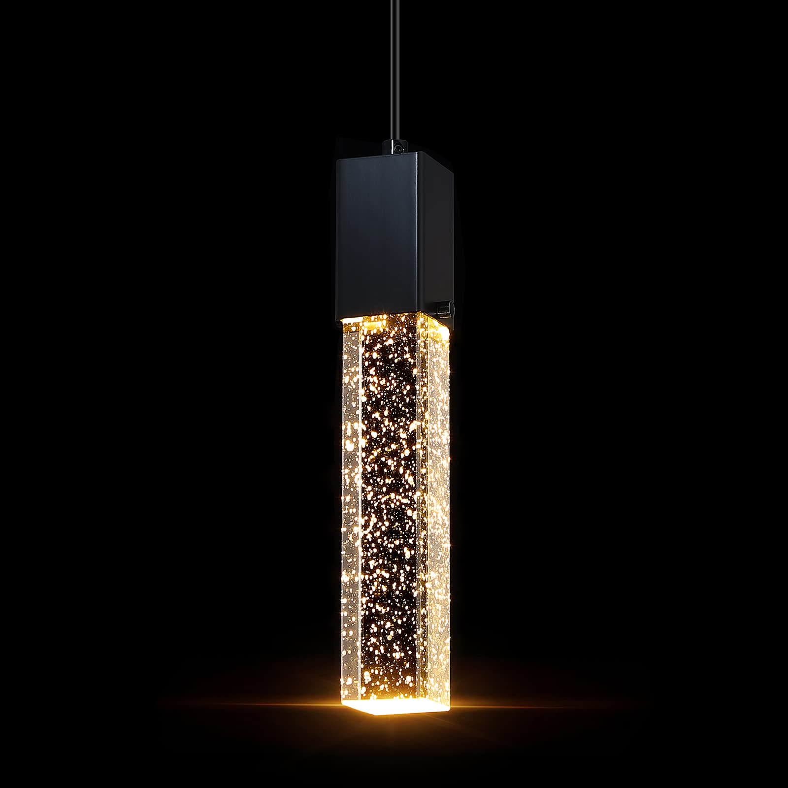 Modern Mini Integrated Hanging Crystal Pendant Light - UL Listed Kitchen Island Ceiling Fixture for Dining Room, Bedroom & Hallway (Black, 1 Pack) - Perfect for Contemporary Home Decor and Task Lighting