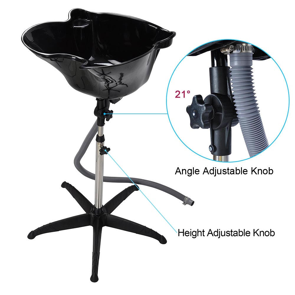 Portable Shampoo Bowl with Deep Basin & Adjustable Height - Perfect for Salon, Home Hair Washing & Mobile Hairdressing Services