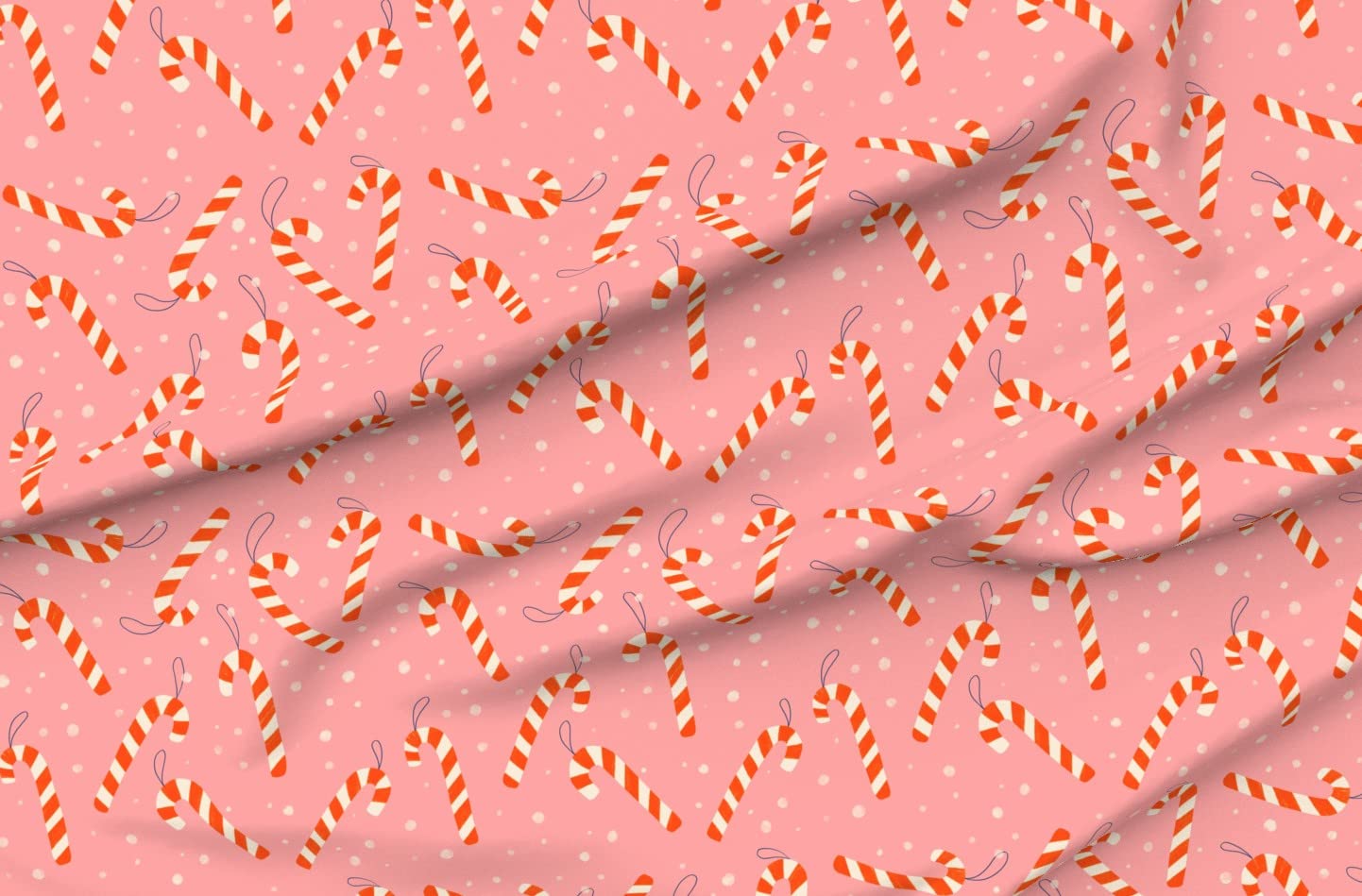 Christmas Candy Canes Pink Background Red Stripes Winter Holiday Printed Minky Fabric - Fat Quarter for Sewing Baby Blankets, Quilt Backing, Plush Toys & DIY Holiday Decorations (Perfect for Christmas Crafts, Nursery Projects & Cozy Winter Home Decor)