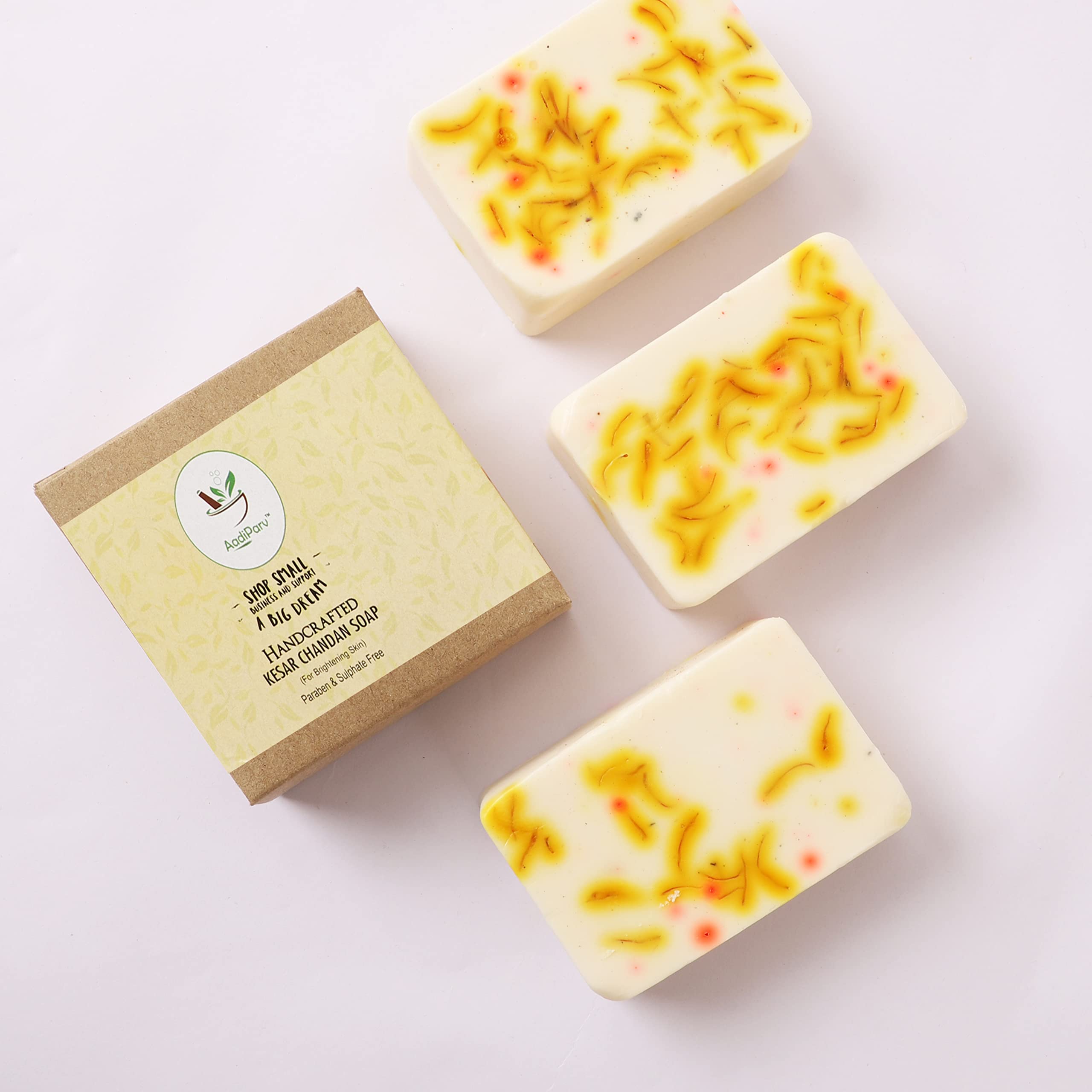**AadiParv Natural Kesar Chandan Handmade Soap with Goat Milk Extract – Organic Cleanser for Glowing Skin & Lovely Fragrance – Beauty Bath & Shower Soap (Pack of 2) – Perfect for Daily Skincare & Relaxation**
