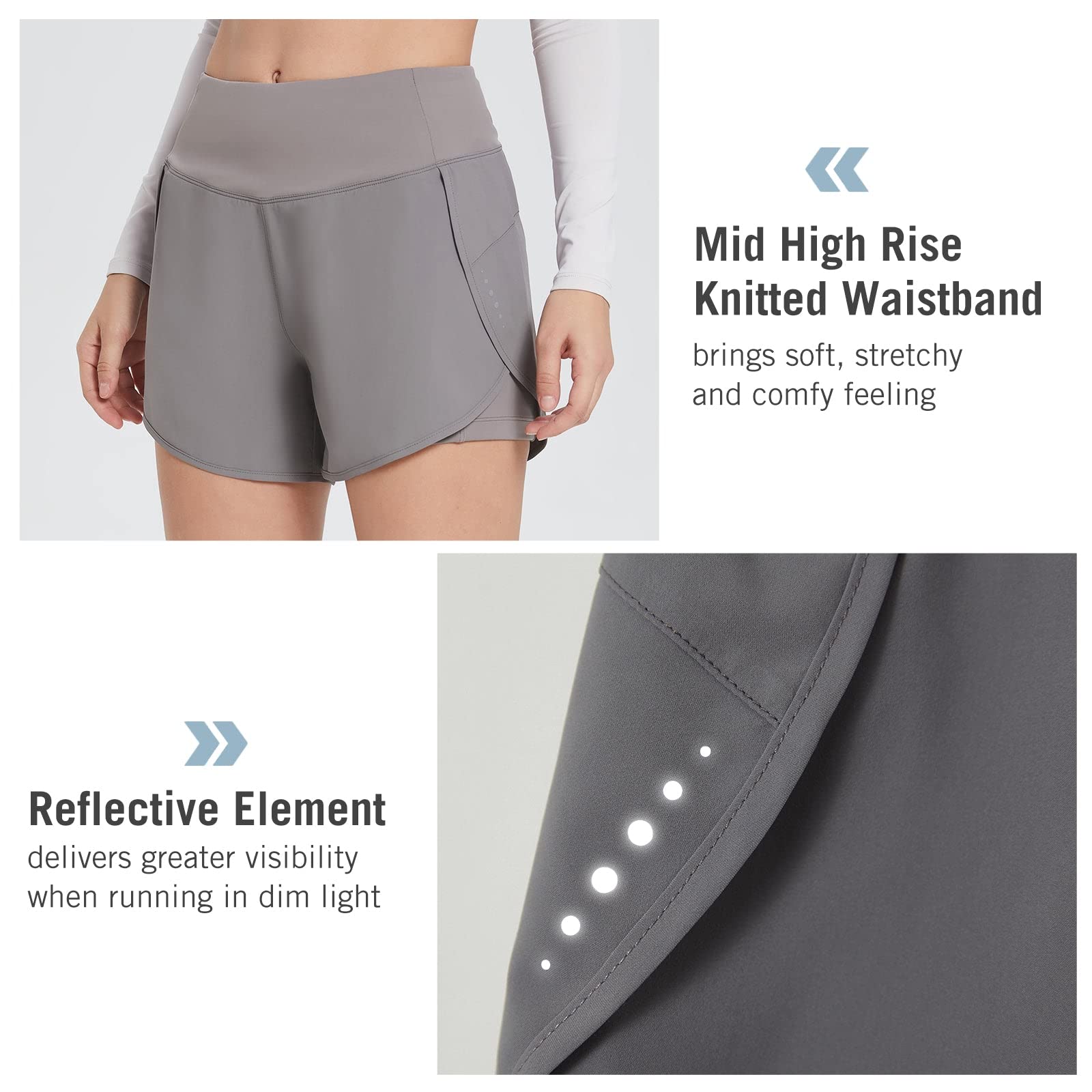 Baleaf Women's 2-in-1 Running Shorts with Built-in Liner - Lightweight Quick-Dry Athletic Workout & Yoga Shorts with Pockets - Perfect for Gym, Jogging, and Outdoor Activities