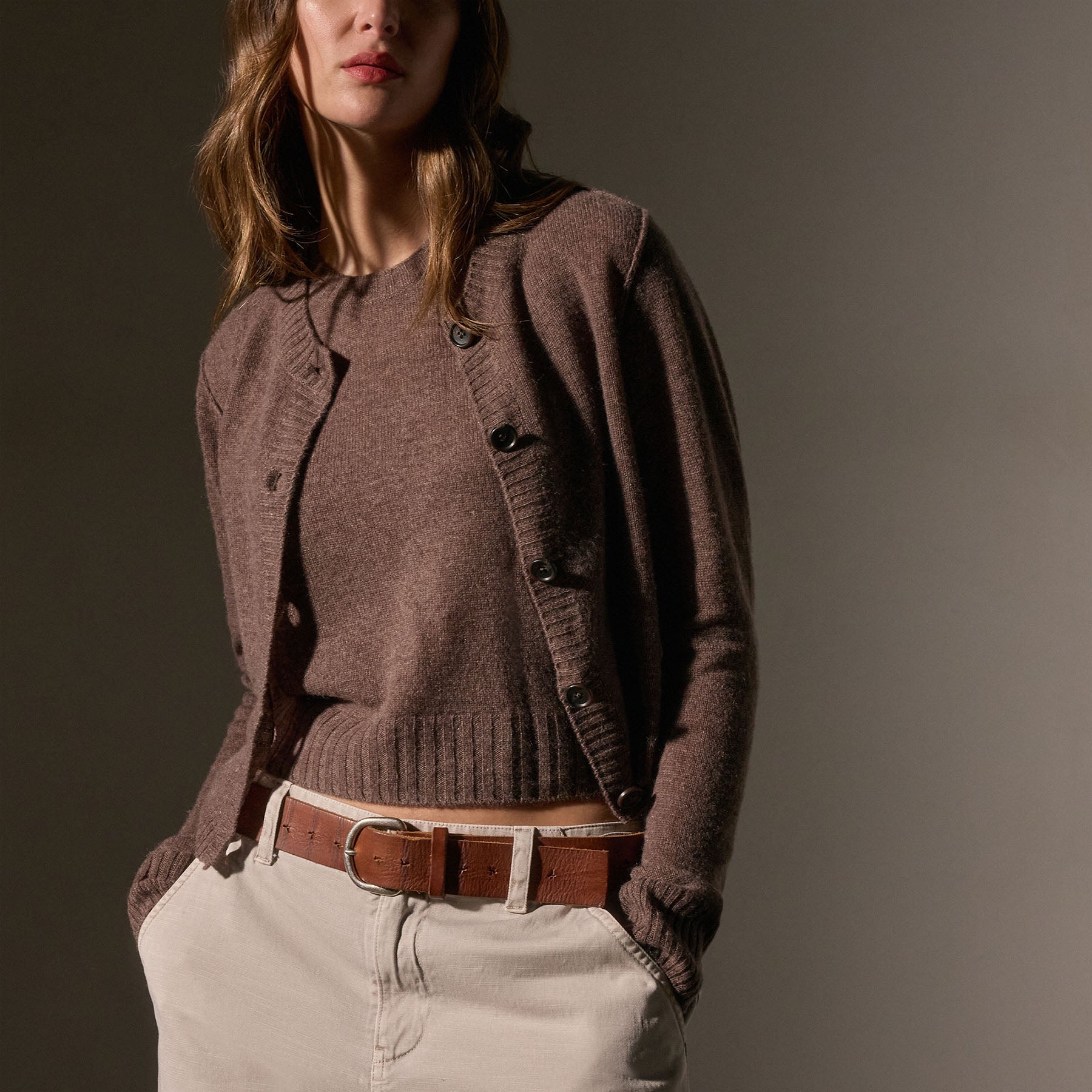 Luxury Soft Featherweight Cashmere Cardigan for Women - Brown Stone Color | Warm & Cozy Winter Sweater | Perfect for Office, Travel & Casual Outfits