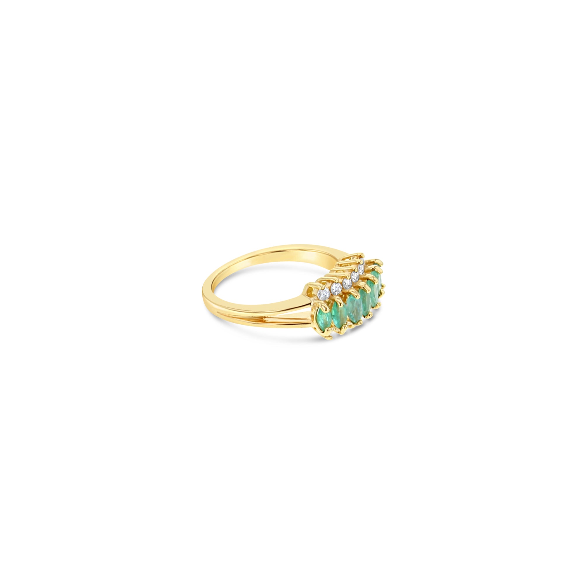1 Carat Marquise Cut Emerald and Diamond Wedding Band - Elegant Bridal Ring for Engagement, Anniversary & Special Occasions