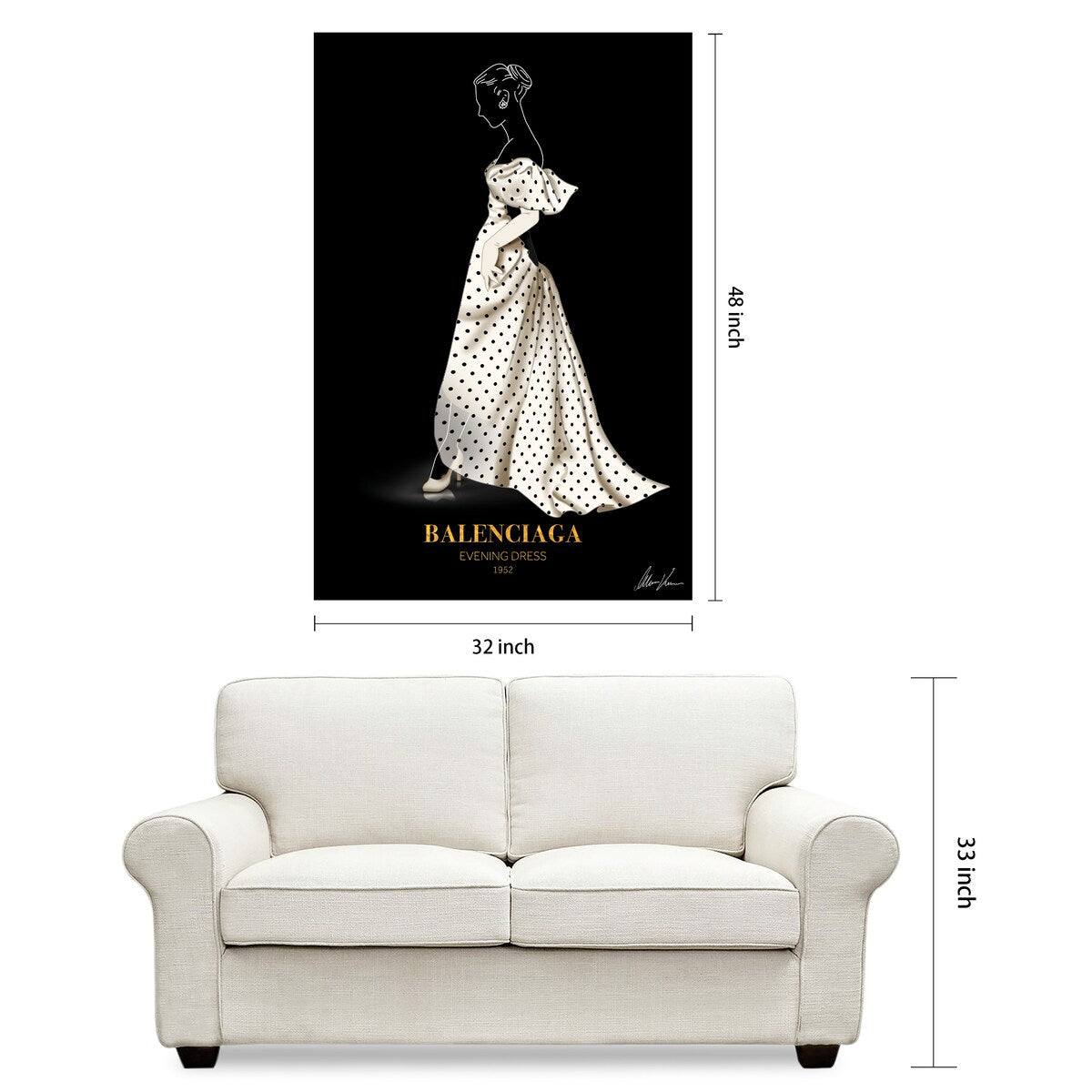 B Fashion White Frameless Free Floating Reverse Printed Tempered Glass Wall Art - Modern Home Decor for Living Room, Bedroom & Office