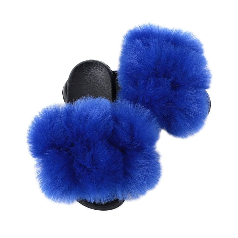 Women's Furry Slides - Soft Faux Fur Slippers with Thick Sole | Fluffy Sandals for Indoor & Outdoor Use | Cozy House Shoes for Winter, Lounge Wear, and Comfortable Walking