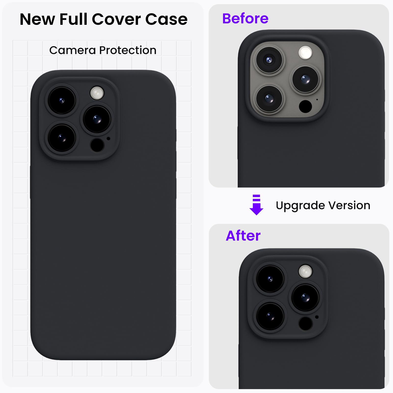 ORNARTO Shockproof Liquid Silicone Case for iPhone 15 Pro with 2 Pack Screen Protectors | Drop Protection Phone Cover | Slim Fit Durable Design | Perfect for Work, Travel & Outdoor Activities (Black)