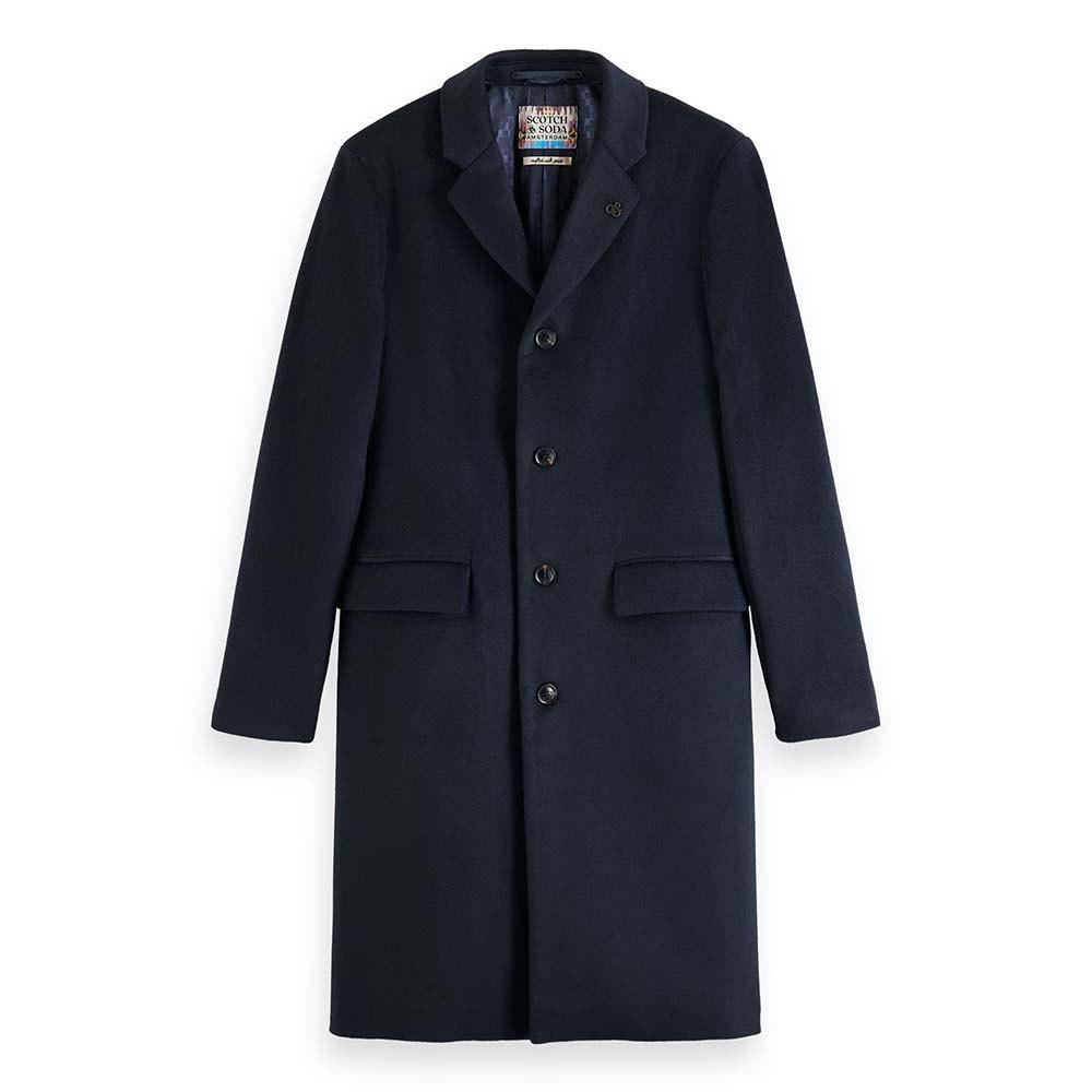 SCOTCH AND SODA Classic Wool Blend Overcoat for Men - Warm Winter Coat with Stylish Design - Perfect for Office, Business Meetings & Formal Occasions