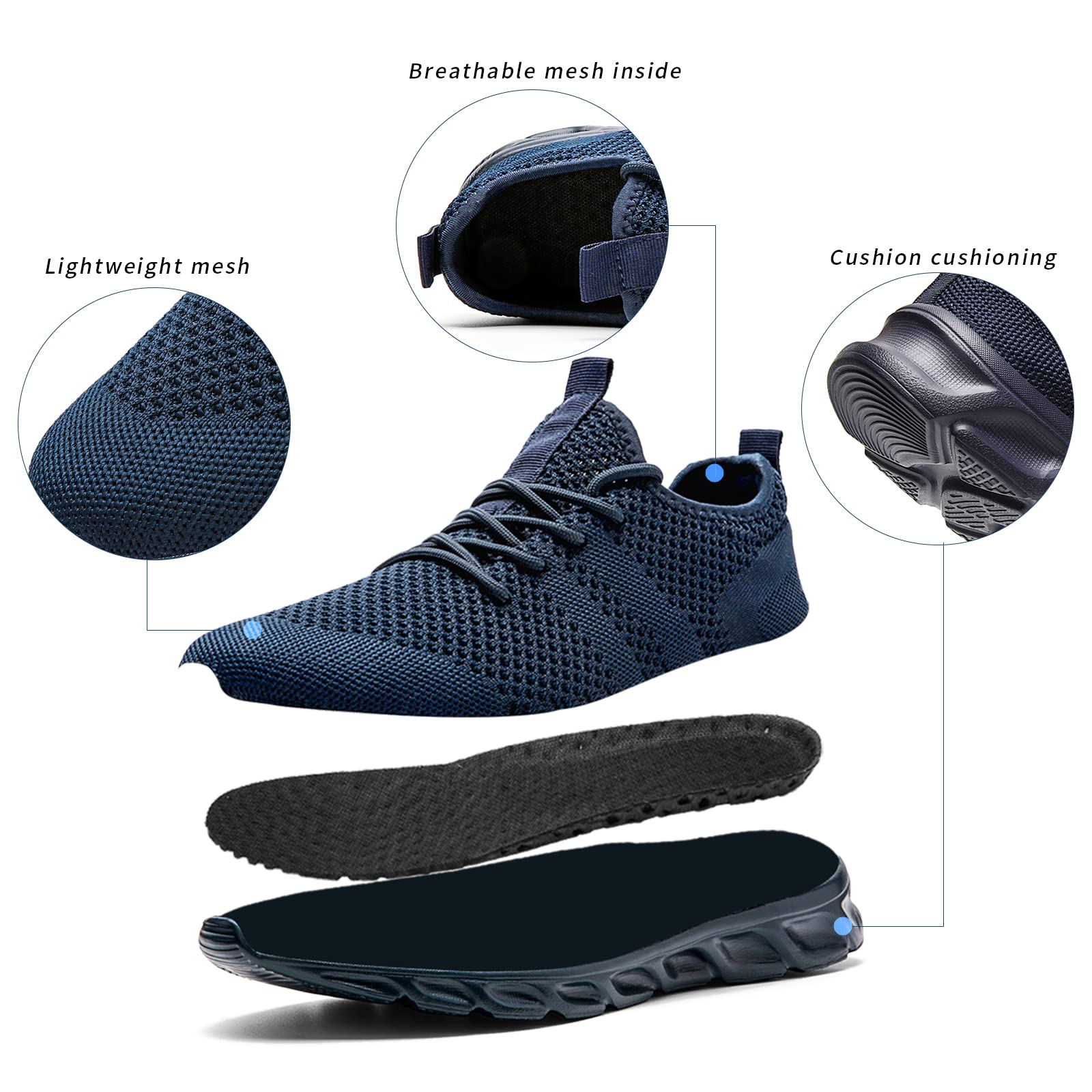 Men's Lightweight Tennis Shoes - Non-Slip Athletic Running Sneakers for Gym, Walking & Sports | Breathable Comfort Workout Shoes for Men