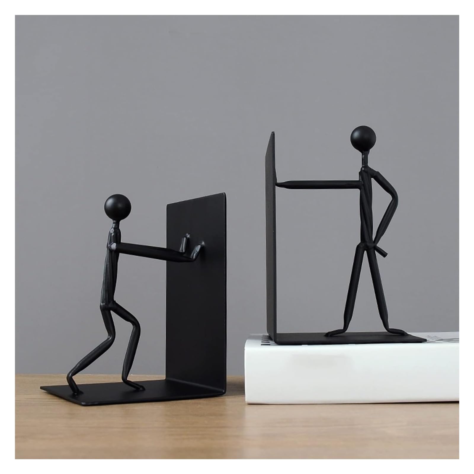 Non-Slip Metal Bookends for Heavy Books - Decorative Office & Shelf Book Supports - Perfect for Organizing Books in Home, Office, and Library