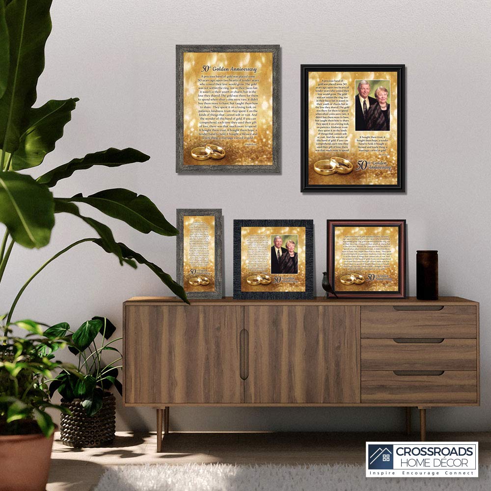Golden Anniversary Gifts for Parents - Crossroads Home Décor 50th Wedding Anniversary Picture Frame (7318R) - Perfect for Displaying Cherished Memories in Living Rooms & Bedrooms